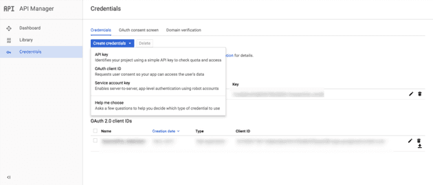 Your new google credentials screenshot