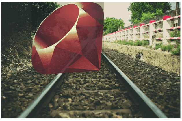 Ruby logo on railroad tracks